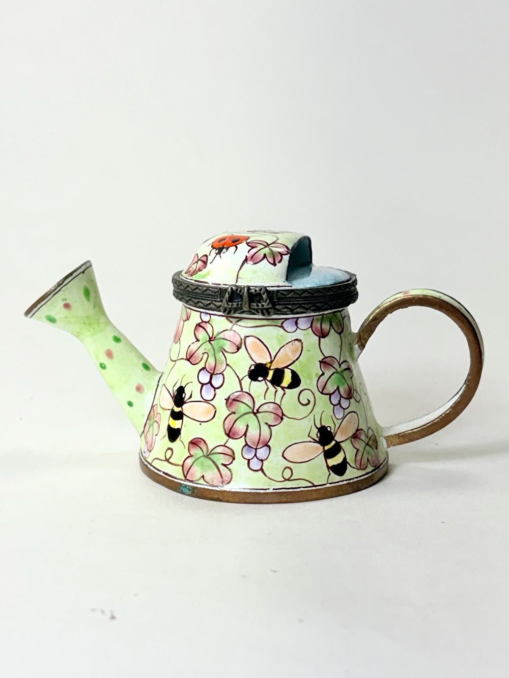 Kelvin Chen Enamel Miniature Water Can Trinket Box Ladybug Bees